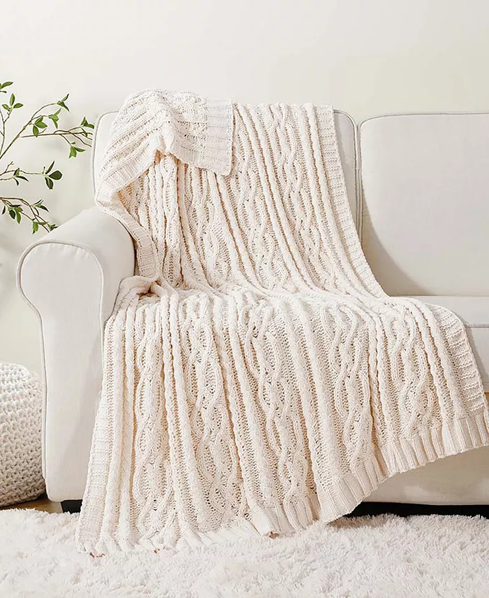 Battilo Lifestyle Cable Knit Chenille Throw, 51 | Macy's