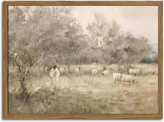 Jesus and Lamb Christian Wall Art, Jesus Leaves the 99 Sheep Wall Decor Paintings, The Lord is My... | Amazon (US)