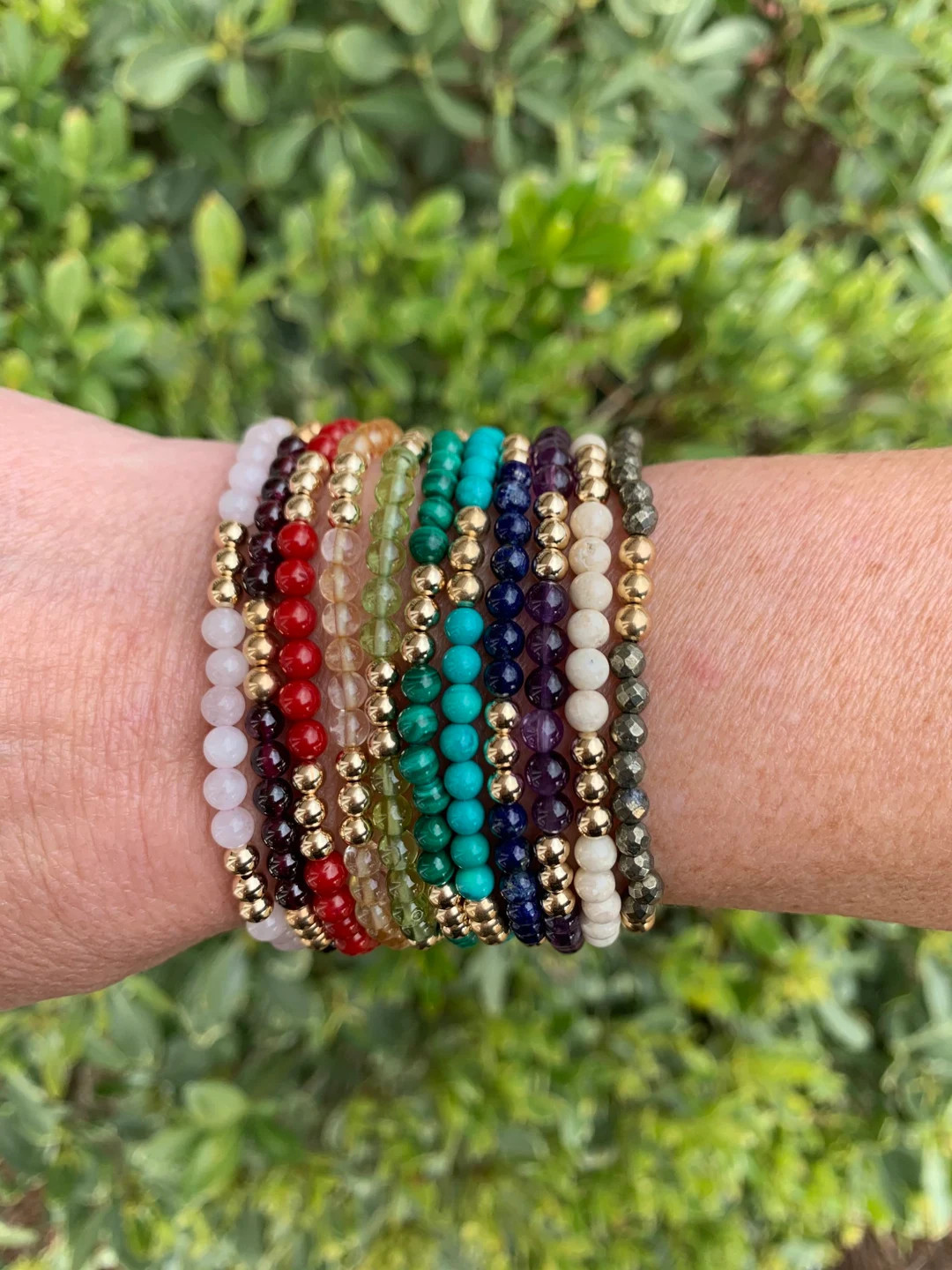 The Mimi 4mm Gemstone Stretch Bracelet With 14k Gold Filled - Etsy | Etsy (US)