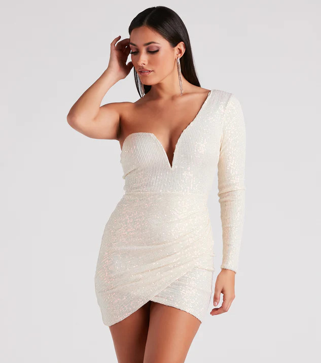 Miley Sequin One Shoulder Dress | Windsor Stores