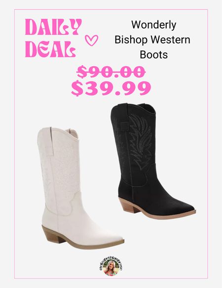 DEAL ALERT!!
these western boots are on sale for $39.99!! Y’all that’s over 50% off!! 
Such a steal and you can wear them all the time! Dress up an outfit, country concert, night on the town, or anything you want!! 

#boots #western #deal #steal #sale #belk #westernboots #nashville #country #concert

#LTKshoecrush #LTKU #LTKsalealert