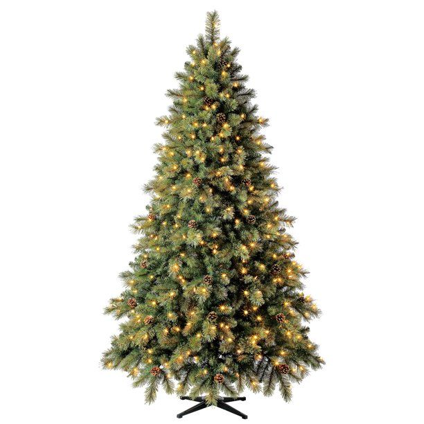 Holiday Time Pre-Lit Carson Pine Artificial Christmas Tree, Green, 7.5', Clear LED - Walmart.com | Walmart (US)
