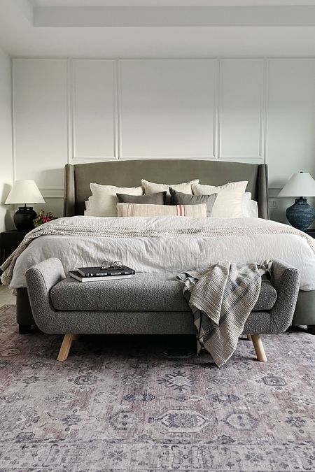 How to get the coziest bed with the yummiest smells. Linen bedding.  Boucle bench. Loloi rug. Saje wellness  

#LTKstyletip #LTKFind #LTKhome