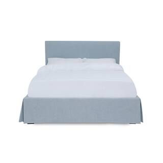 Modus Furniture Juliette Shelby Blue Sky Linen Queen Storage Bed with Hidden Footboard Drawers-CB... | The Home Depot