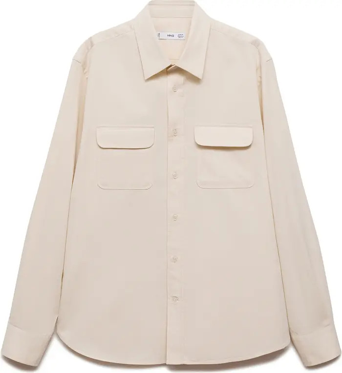 MANGO Cotton Twill Button-Up Overshirt | Nordstrom | Nordstrom
