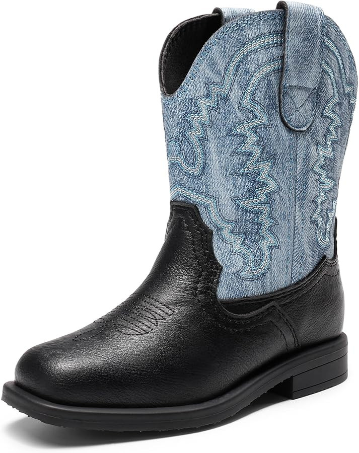 DREAM PAIRS Toddler Little Boys Girls Cowboy Boots Kids Western Square Toe Riding Mid Calf Boots | Amazon (US)