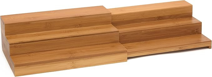 Lipper International 8807 Bamboo Wood Expandable 3-Tier Step Shelf Kitchen Organizer, 12" x 7-7/8... | Amazon (US)