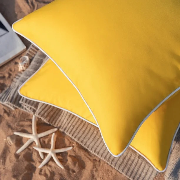Phantoscope Outdoor Waterproof Decorative Throw Pillow, 18" x 18", Yellow, Pack of 2 | Walmart (US)