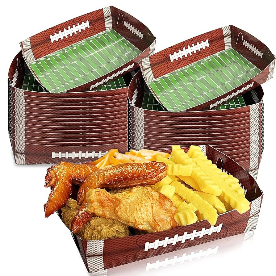 36 PCS Football Paper Food Trays Disposable, Sports Game Snack Nacho Taco Hot Dog Serving Food Bo... | Amazon (US)