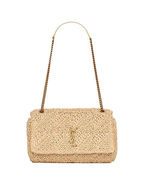Jamie Medium Chain Bag ''Carré Rive Gauche'' in Raffia | Saks Fifth Avenue