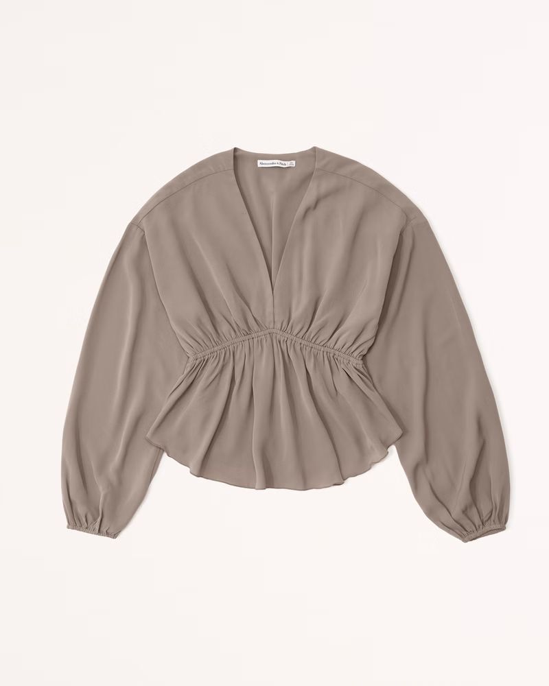 Faux Silk Puff Sleeve Top | Abercrombie & Fitch (US)