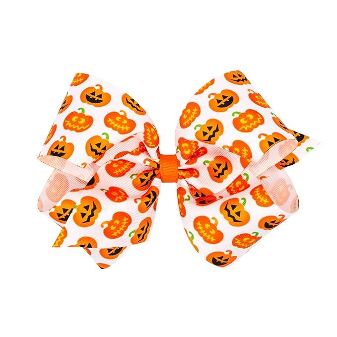 Wee Ones Girls' Fall-Themed Print Grosgrain Bow on a WeeStay No-Slip Hair Clip, Halloween and Har... | Amazon (US)