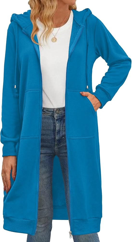 Zeagoo Women's Zip Up Hoodies Oversized Fleece Long Tunic Sweatshirts Casual Long Sleeve 2024 Fal... | Amazon (US)