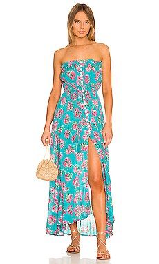 Tiare Hawaii Ryden Maxi Dress in Hibiscus Bouquet Teal from Revolve.com | Revolve Clothing (Global)