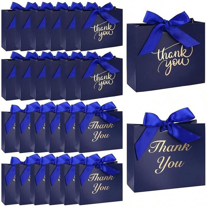 12pcs/24pcs, 4.5x1.8x3.9 Inch Small Thank You Gift Bags With Bow Tie Mini Candy Bags, Ideal For P... | SHEIN