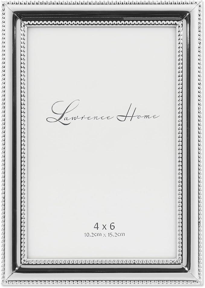 Lawrence Frames 510746 4x6 Metal Picture Frame Silver-Plate with Delicate Beading | Amazon (US)