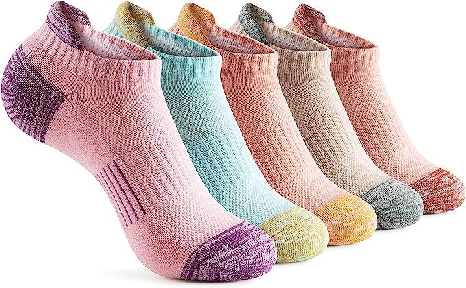 Gonii Ankle Socks Womens Running Athletic No Show Socks Cushioned 5-Pairs (5 Pairs Fun Sorbet Col... | Amazon (US)