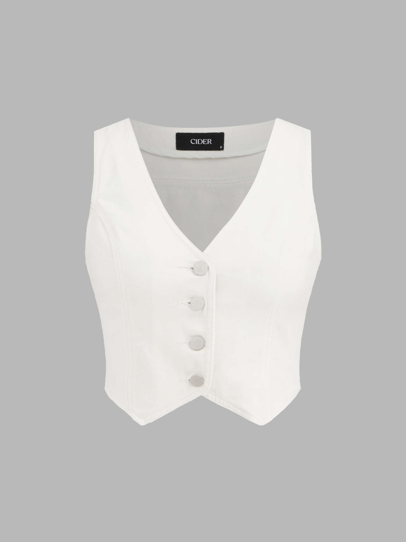 Denim V-neck Button Crop Vest | Cider