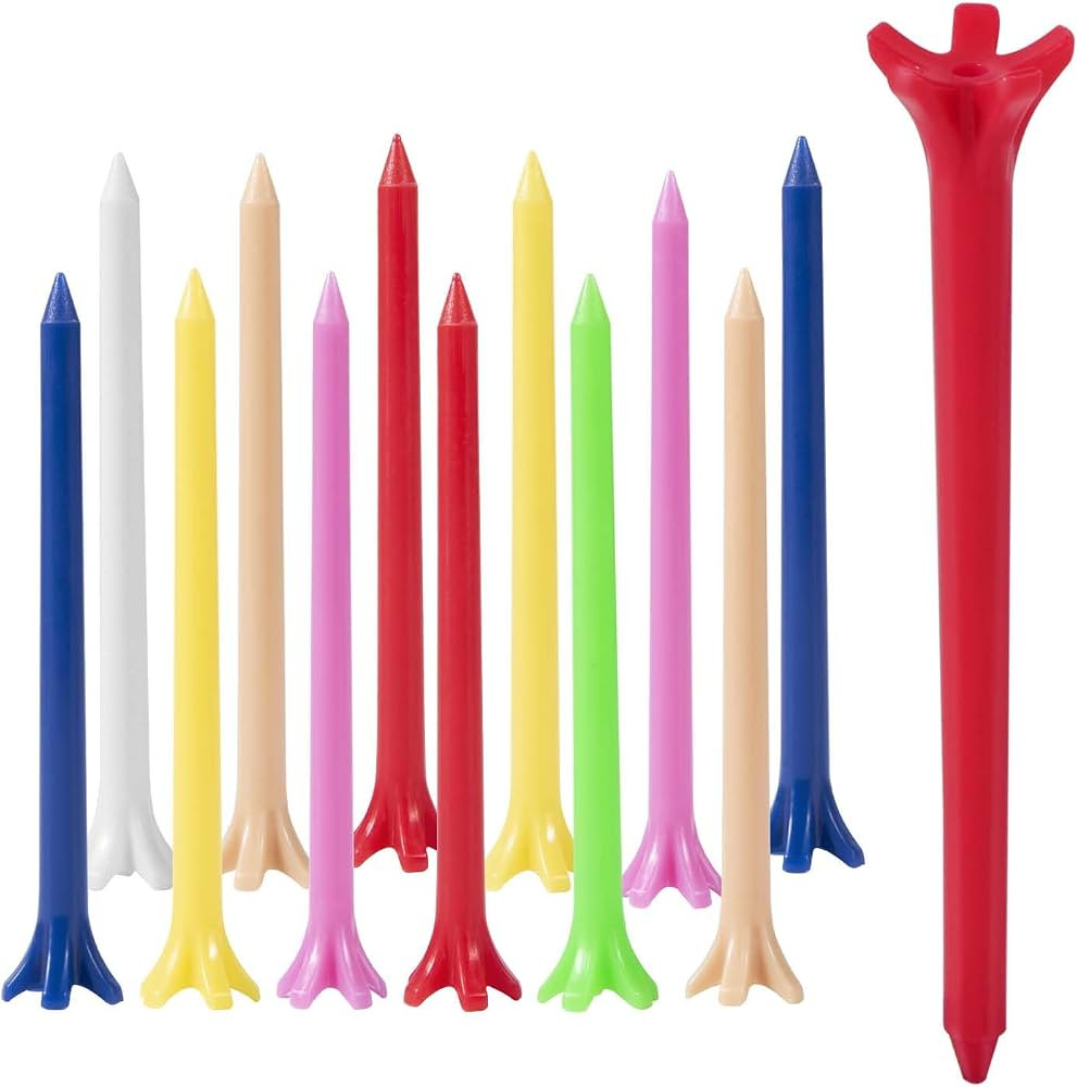 KISEER 100 Pack Assorted Colors Professional Durable 2 3/4 Inch Plastic Golf Tees Bulk (Random Co... | Amazon (US)