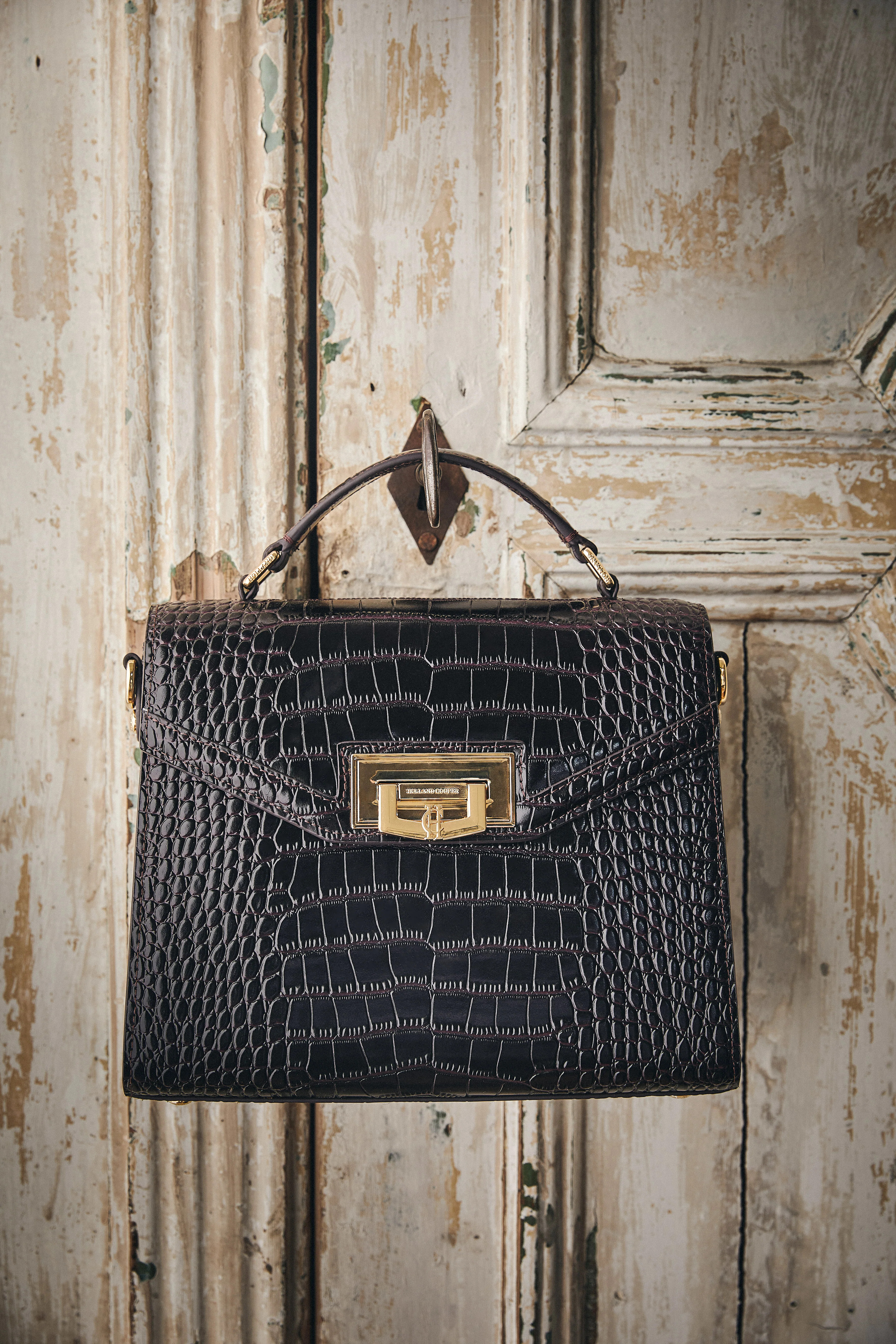 Cheltenham Bag (Rich Chocolate Croc) | Holland Cooper