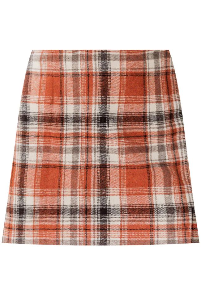 Covered By Love Rust Side Slit Plaid Mini Skirt DOORBUSTER | Pink Lily