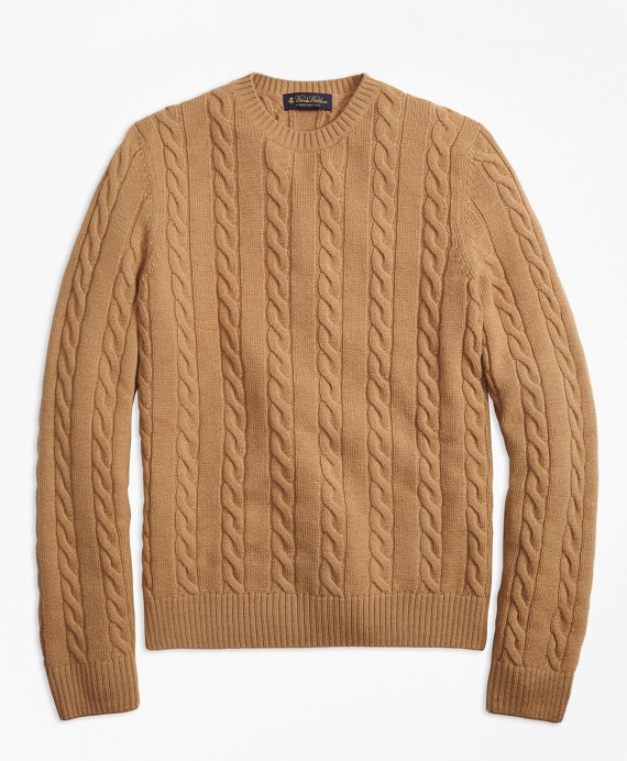 Baby Alpaca Blend Cable Knit Crewneck Sweater | Brooks Brothers