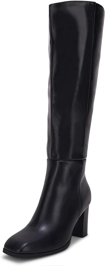 Coutgo Womens Knee High Boots Chunky Block Heels Square Toe Side Zipper Faux Suede Fall Winter Co... | Amazon (US)