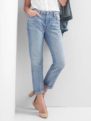 Gap Women Mid Rise Relaxed Boyfriend Jeans Size 24 Regular - Light indigo | Gap US