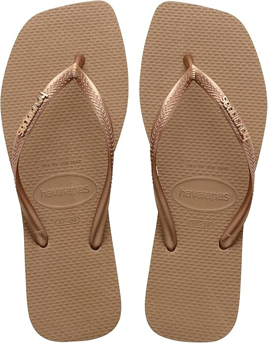 Havaianas Women's Slim Square Logo Metallic Flip-Flop | Amazon (US)