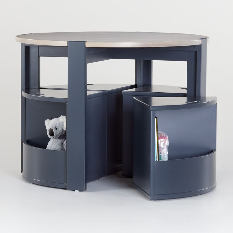 Nesting Charcoal and Grey Wood Kids Play Table, Chairs with Storage and Acrylic Mat Set | Crate &... | Crate & Barrel