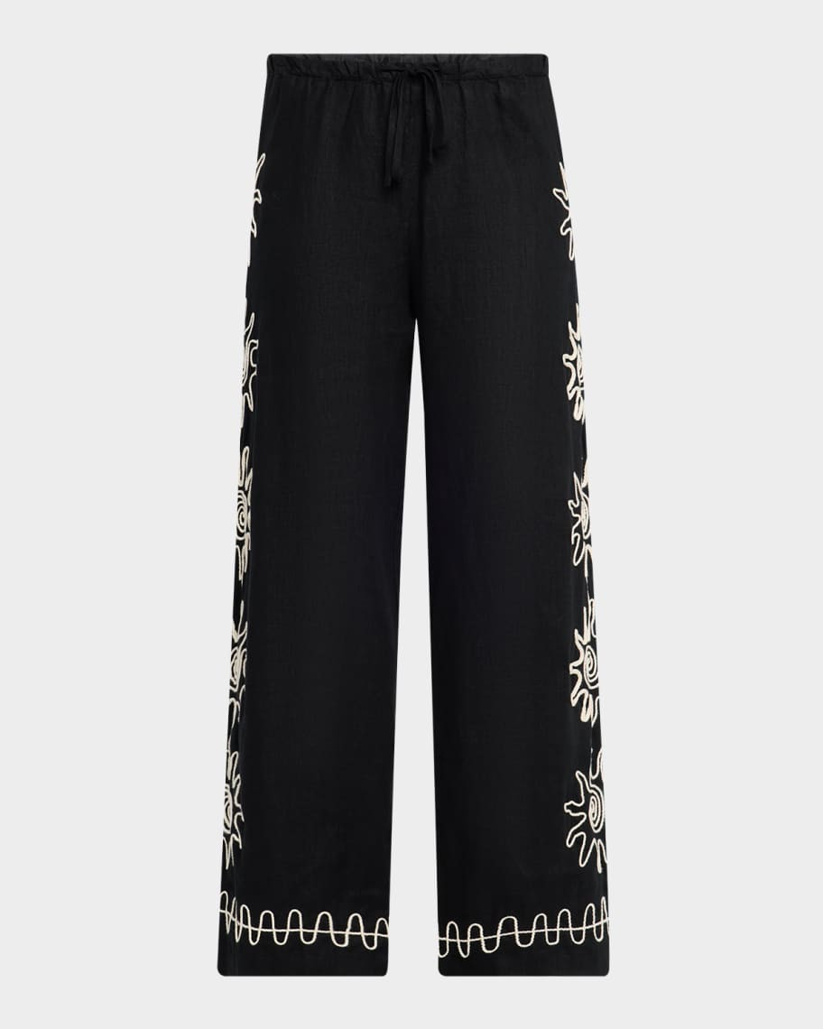 Rails Emmie Embroidered Linen Pants | Neiman Marcus