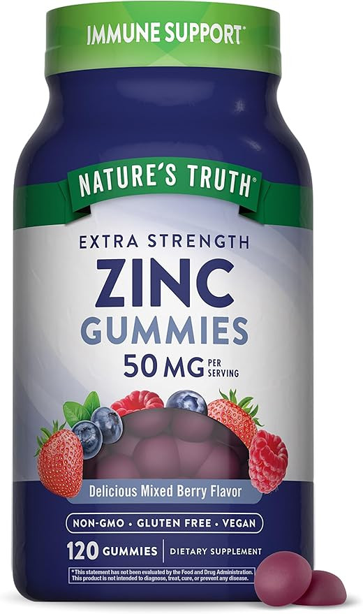 Nature's Truth Zinc Gummies for Adults | 50mg | 120 Count | Vegan, Non-GMO & Gluten Free Suppleme... | Amazon (US)
