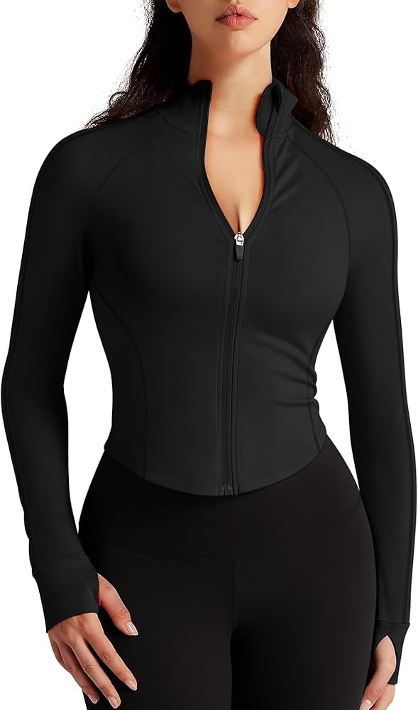 Womens Zip Up Bbl Jacket Lightweight Cropped Athletic Jacket Track Gym Workout Jackets for Runnin... | Amazon (US)