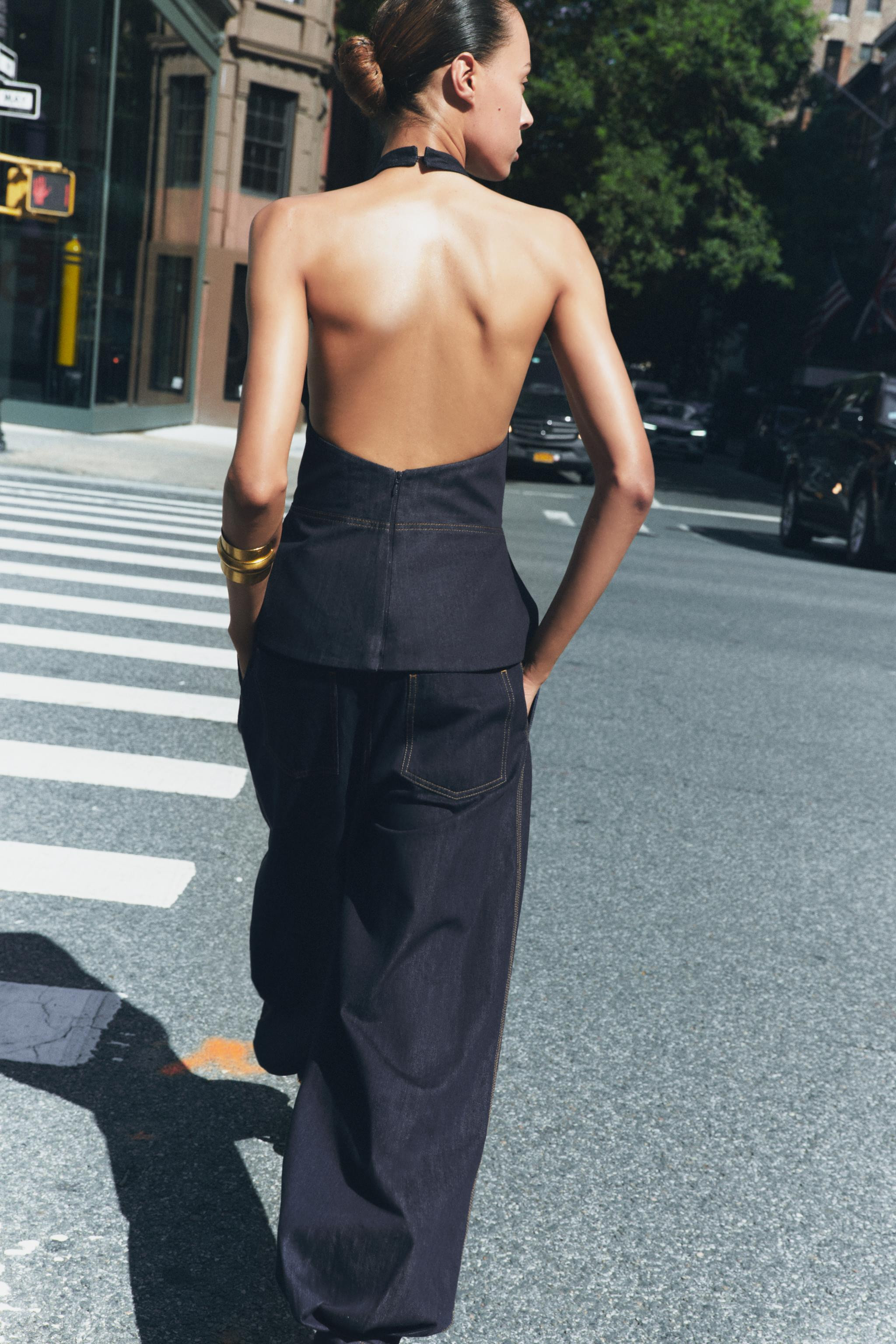 ZW COLLECTION DENIM HALTER TOP | Zara US