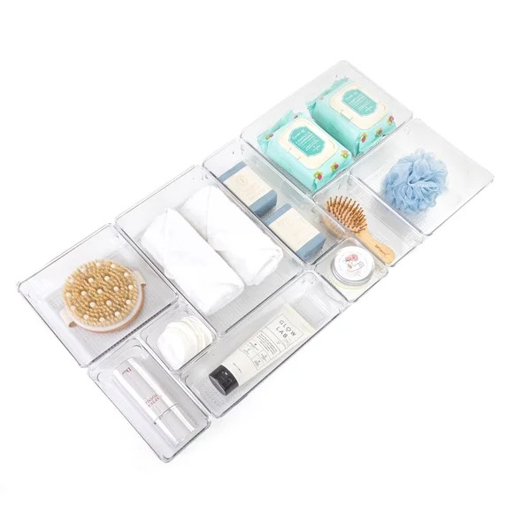 Mainstays 10-Piece Organizer Set Clear Plastic for Bathroom Storage | Walmart (US)
