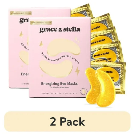 (2 pack) grace & stella Under Eye Mask (Gold 24 Pairs) Reduce Dark Circles Puffy Eyes Undereye Bags Wrinkles - Gel Under Eye Patches - Gifts for Women - Birthday Gifts for Women - Vegan Cruelty Free | Walmart (US)
