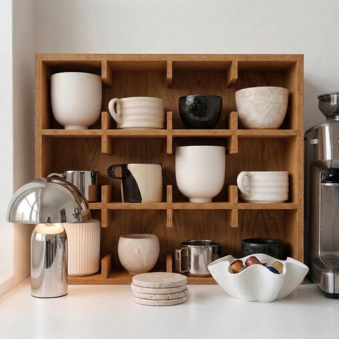 Wooden Cup Organizer & Mug Shelf for Coffee Bar | Handmade Kitchen Wall Storage | Tea Cup Holder ... | Etsy (US)