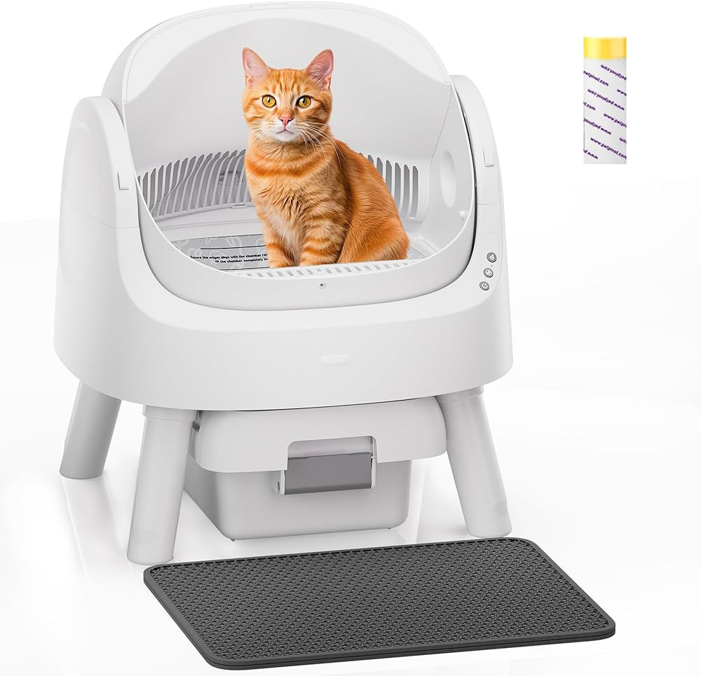 Self-Cleaning Cat Litter Box for Multiple Cats - Automatic, Open Top, White with Liners and Mat I... | Amazon (US)
