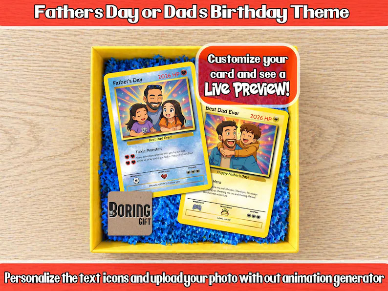 Custom Father's Day Card - Gift for Dad - Pokemon Trainer Card - Custom Father's Day Gift - Etsy | Etsy (Global)