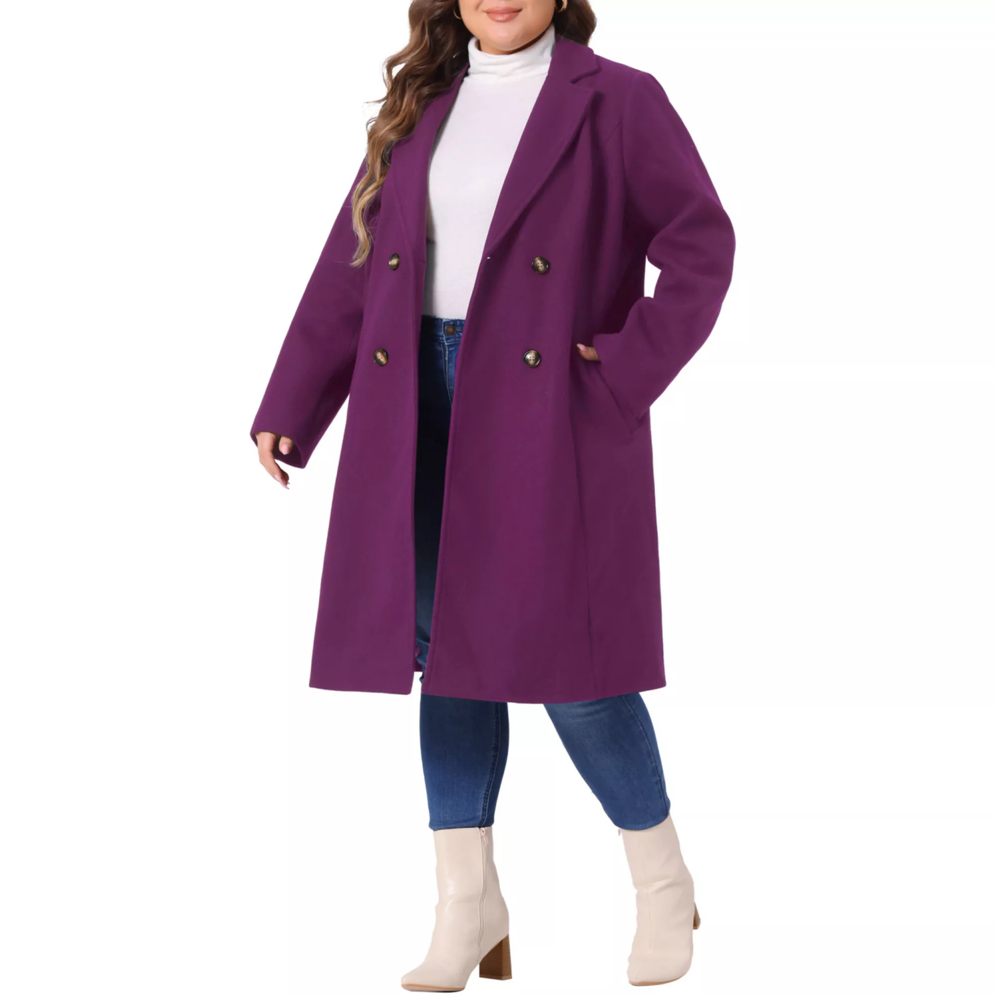 Women's Plus Size Peacoat Winter Outerwear Double Breasted Fashion Coat | Kohl's