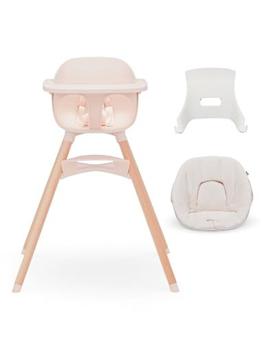 Lalo The High Chair Infant Kit - Convertible Wooden High Chair for Babies & Toddlers with Infant Support & Cushion, Grows with Your Child, Dishwasher Safe Tray, Adjustable Footrest Grapefruit | Amazon (US)