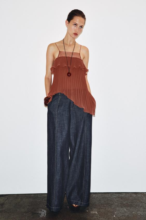 PLEATED RUFFLE TOP | Zara US