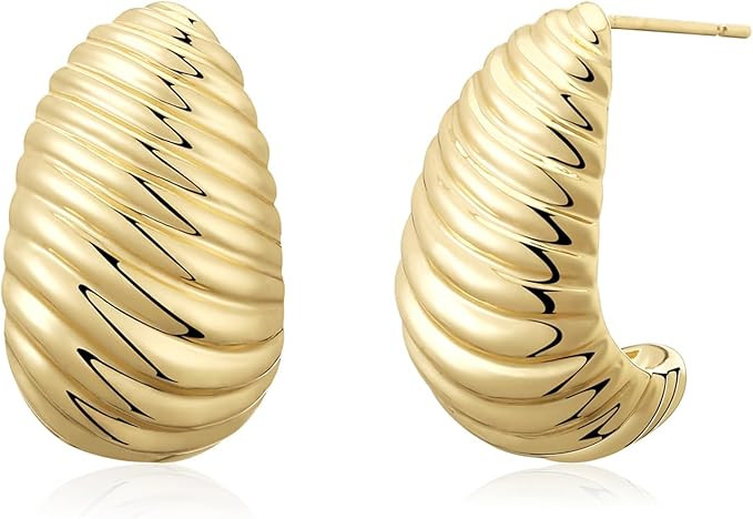 Rajputana 18K Ohrringe für Damen Frauen, Chunky Hoop Earrings for Women, Offene Ohrringe Vergold... | Amazon (DE)