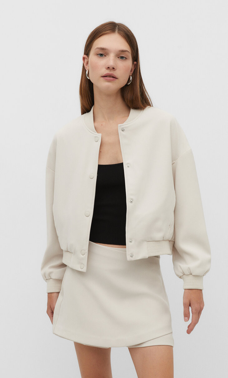 Smart bomber jacket - Women's fashion | Stradivarius United Kingdom | Stradivarius (UK)