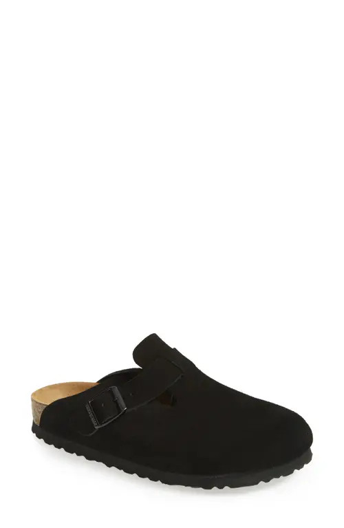 Birkenstock Boston Soft Clog in Black Suede at Nordstrom, Size 5-5.5Us | Nordstrom