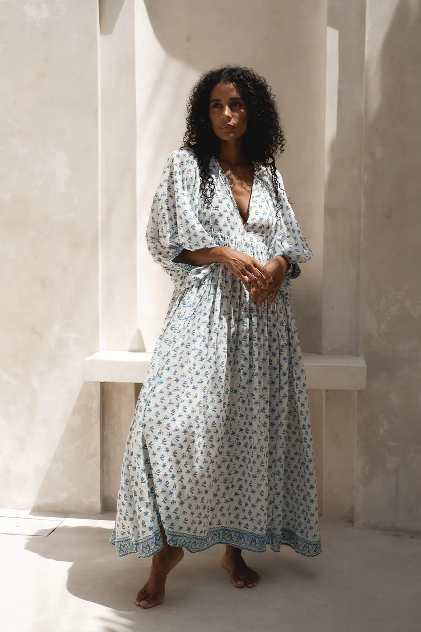 Kyra Maxi Dress ~  Azure | Daughters of India