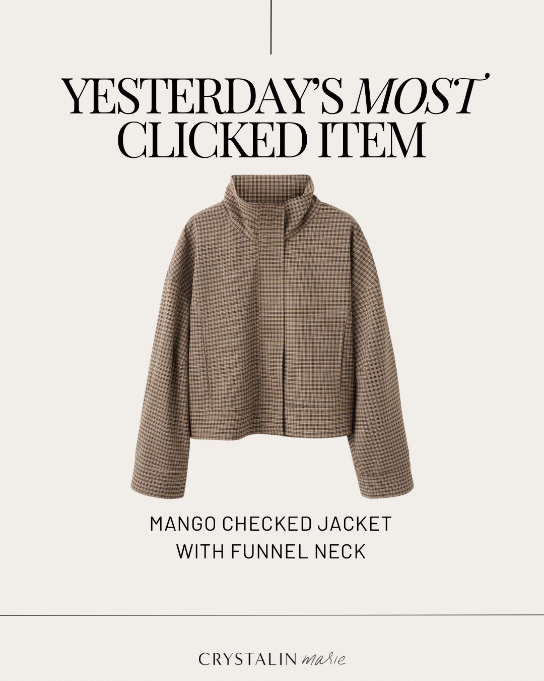 Mango checked jacket with funnel neck. i have the xs.

#LTKmomlife #LTKPetite #LTKOver40