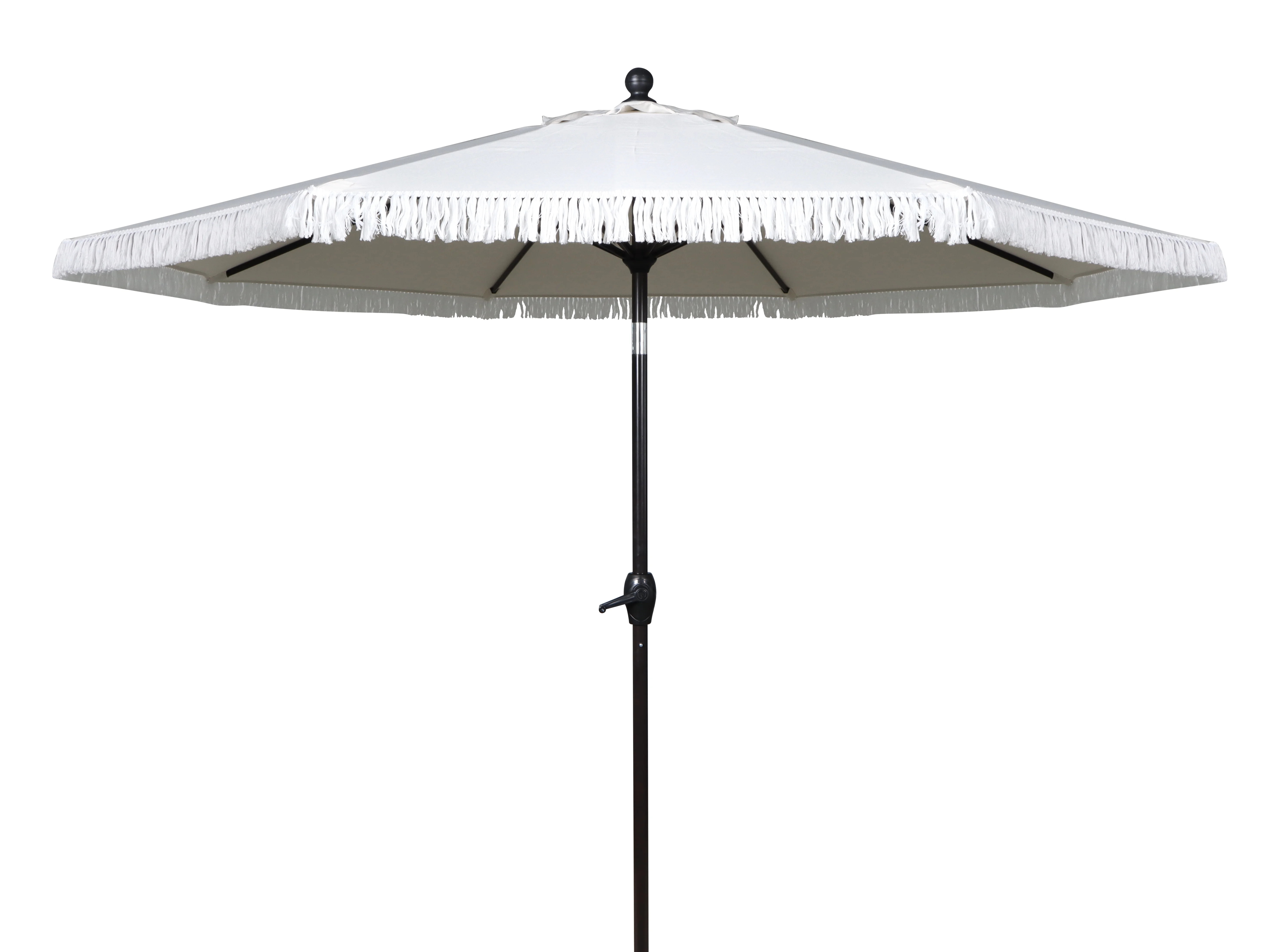 Better Homes & Gardens Outdoor 9' Cream Ventura Fringe Round Crank Premium Patio Umbrella | Walmart (US)