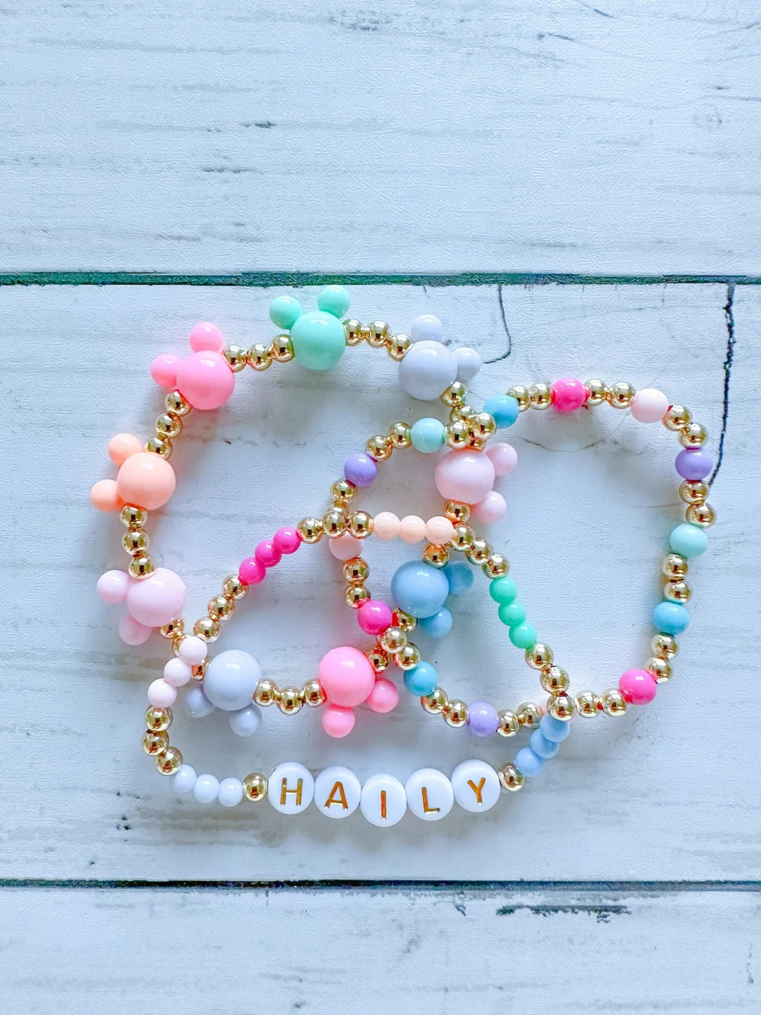 Mickey Ice Cream Bracelet Gold Stack , Disney Personalized Bracelet, Mickey Bracelets, Disney Arm... | Etsy (US)