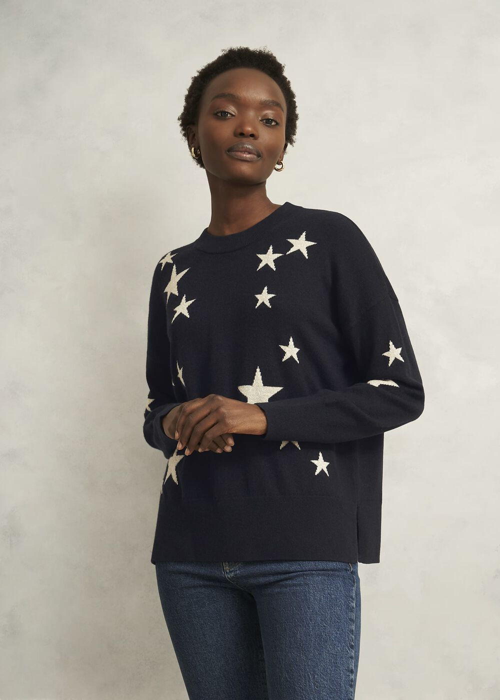 Arnelle Wool Blend Star Print Knitted Jumper | Hobbs UK | | Hobbs